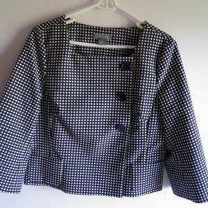 Blue Off White Polka Dot Blazer Jacket